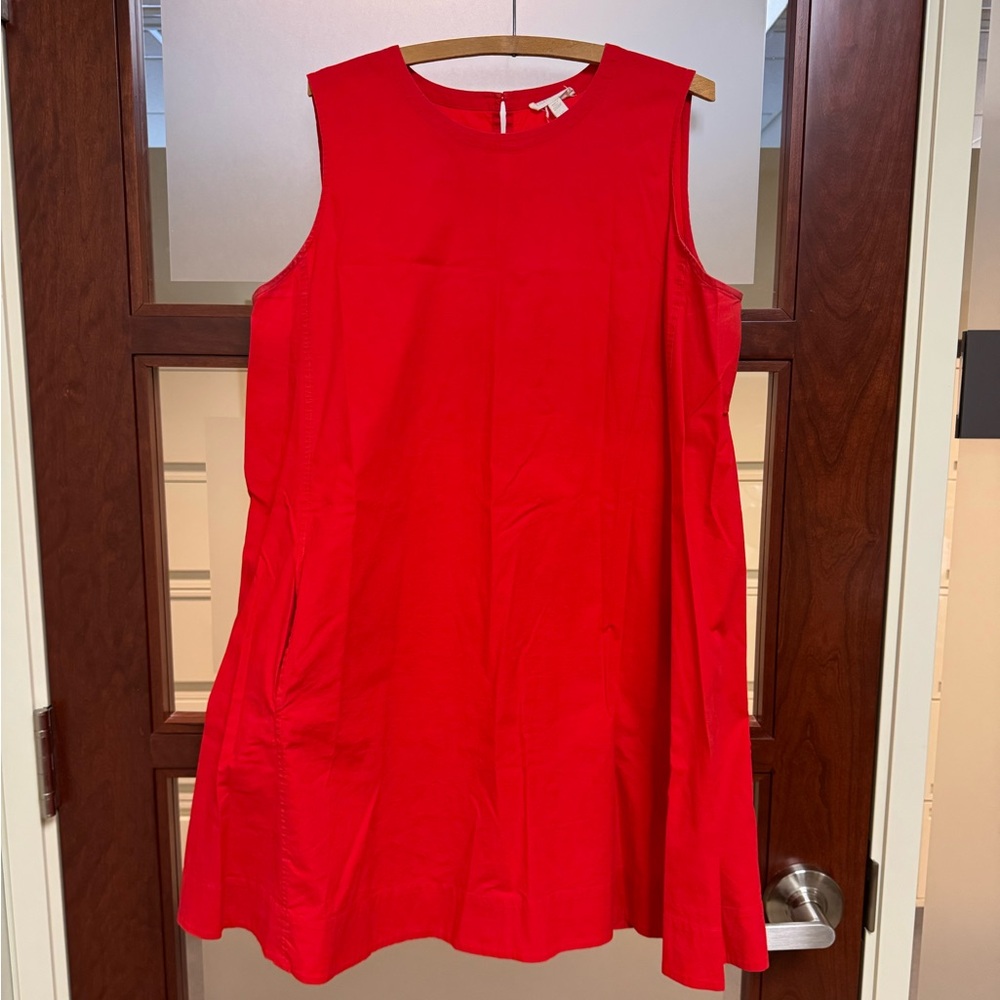 Eileen Fisher sz L red summer dress with pockets!